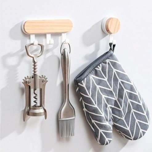 Wall Wood Hook Storage Hooks & Racks Strong Adhesive Wall Wooden Hook · Dondepiso