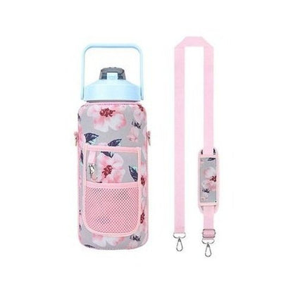 Hiking Bottle With Cover Water Bottles Flower Water Bottle Carrier For Hiking With Strap · Dondepiso