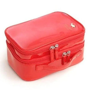 Woman Makeup Bag Cosmetic & Toiletry Bags Red Makeup Toiletry Bag Travel Organizer – Dondepiso