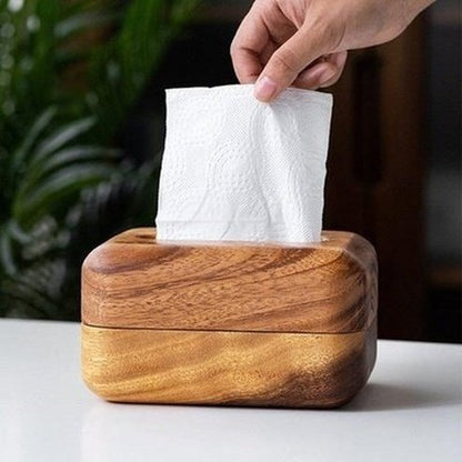 Wood Tissue Box Facial Tissue Holders Brown Acacia Solid Wood Facial Tissue Holder Box · Dondepiso